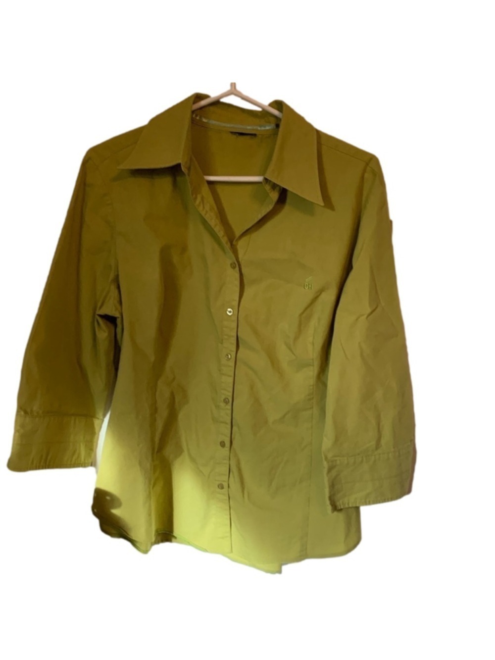 Daniel hechter chartreuse large 3/4 length sleeve blouse